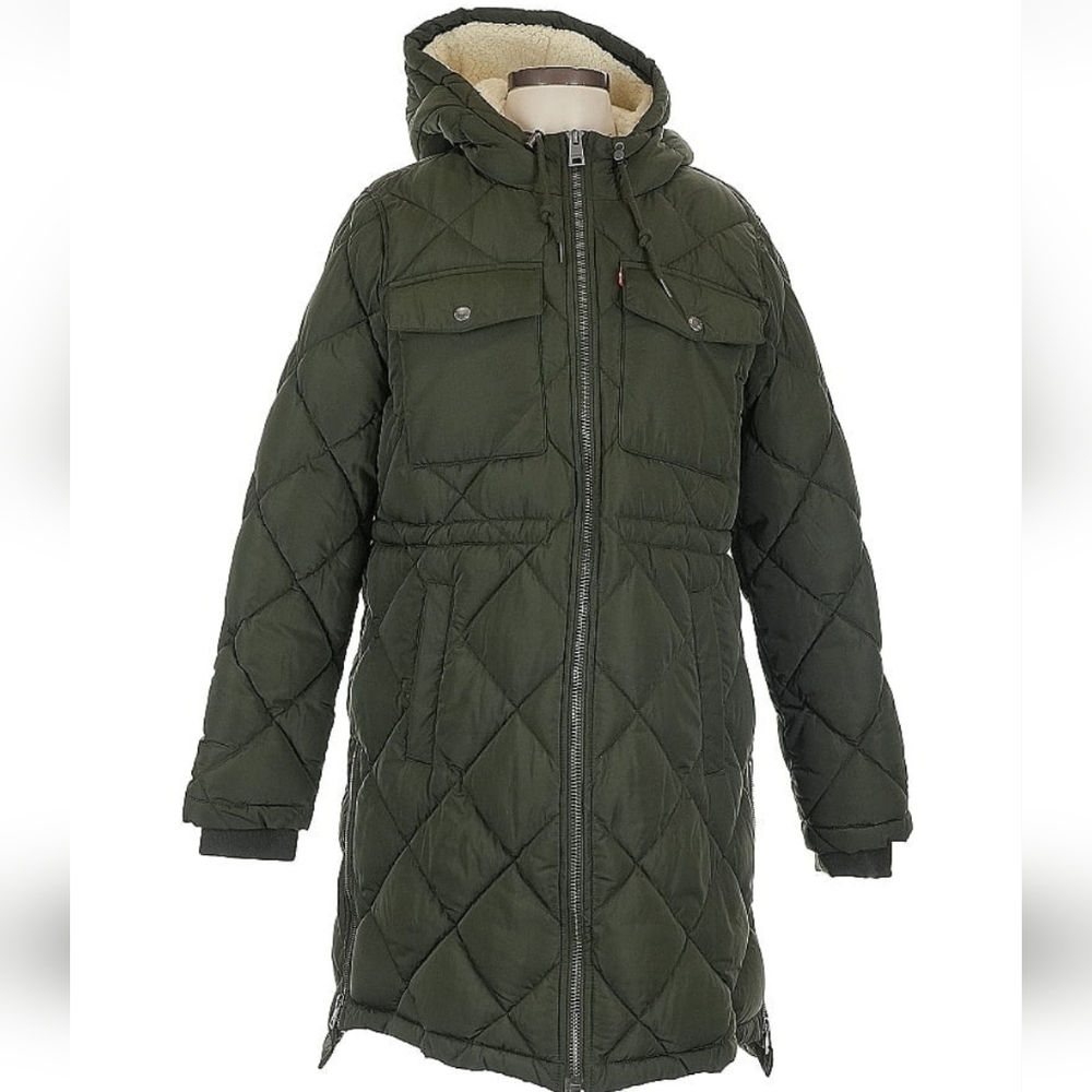 Levi's Olive Hooded Puffer Coat
